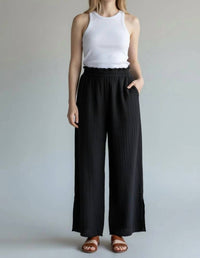 Elan - Side Slit Elastic Waist Pants