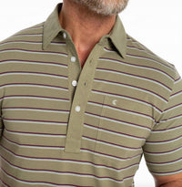 Criquet Terry Cloth Polo in dean stripe olive - men's shirt - alternate view