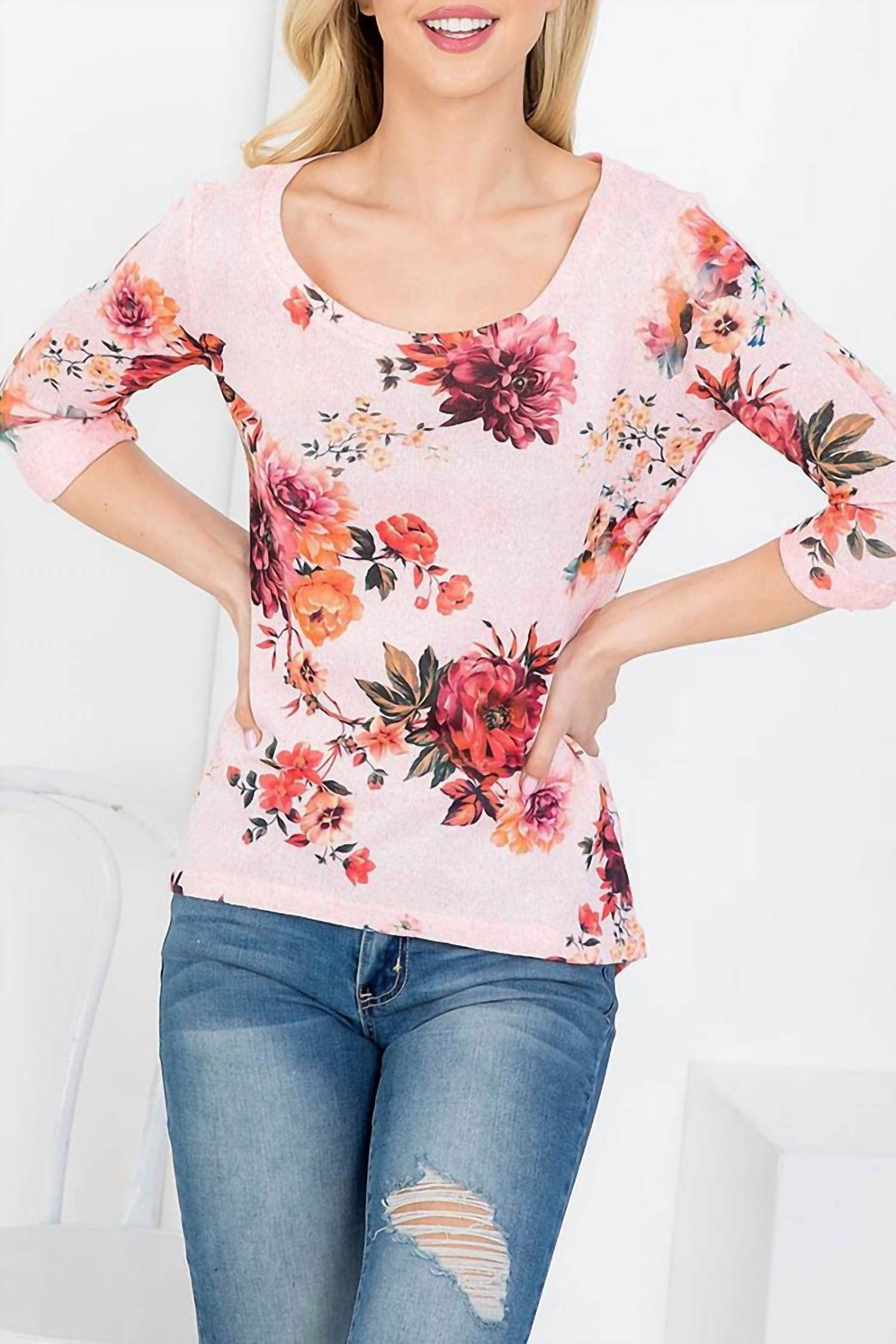 New Look - Round Neck Floral Print Top