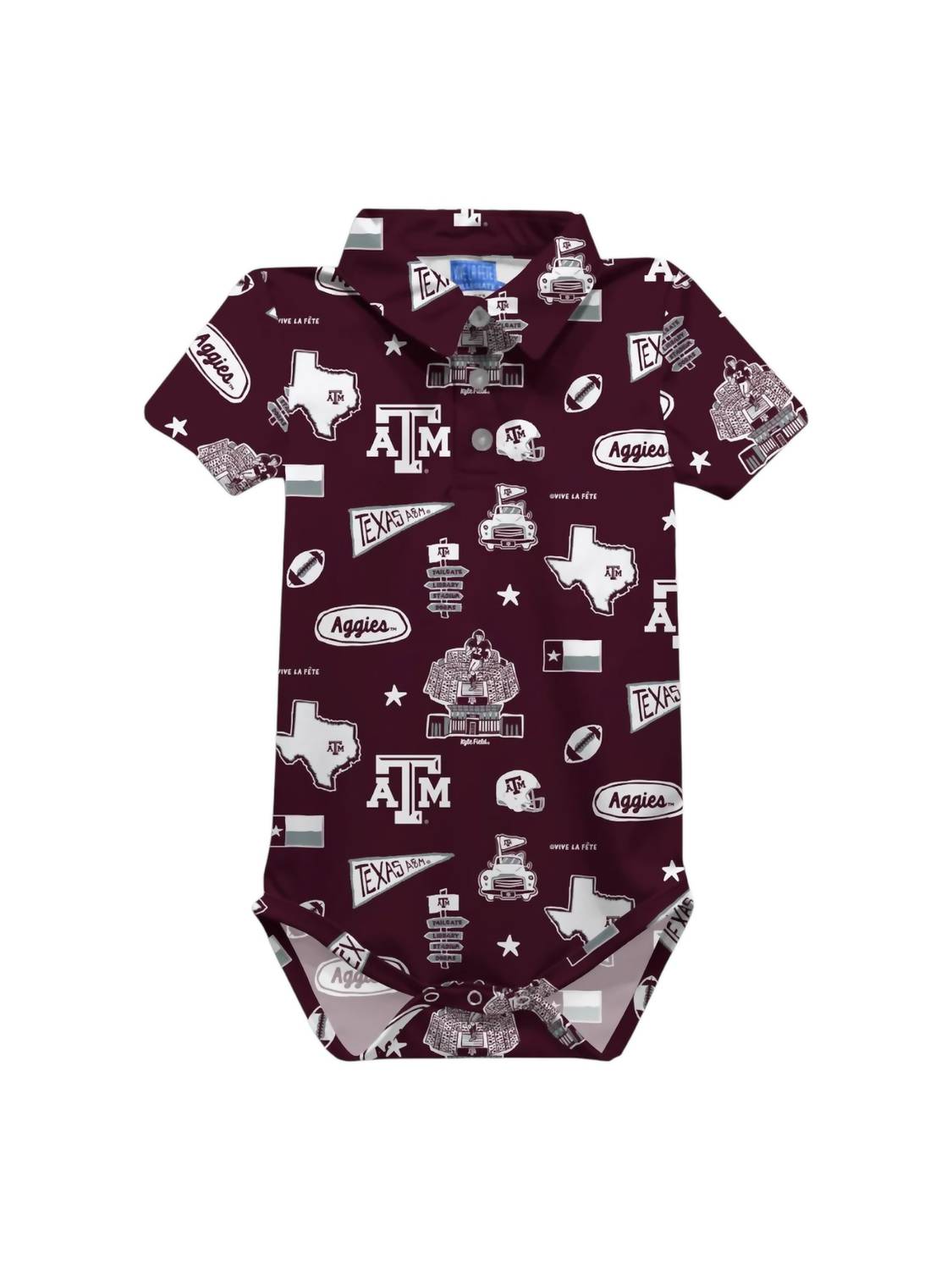 Vive La Fete - Kid's Texas A&m Gameday Polo Onesie