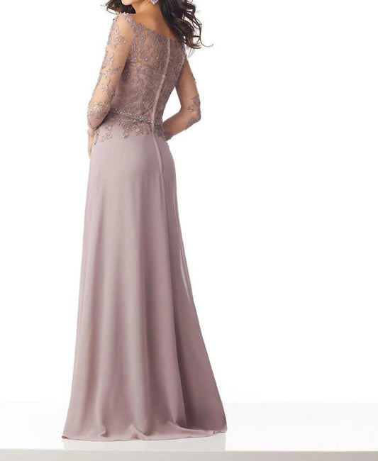 Mgny - Beaded Embroidery On Net Chiffon Gown