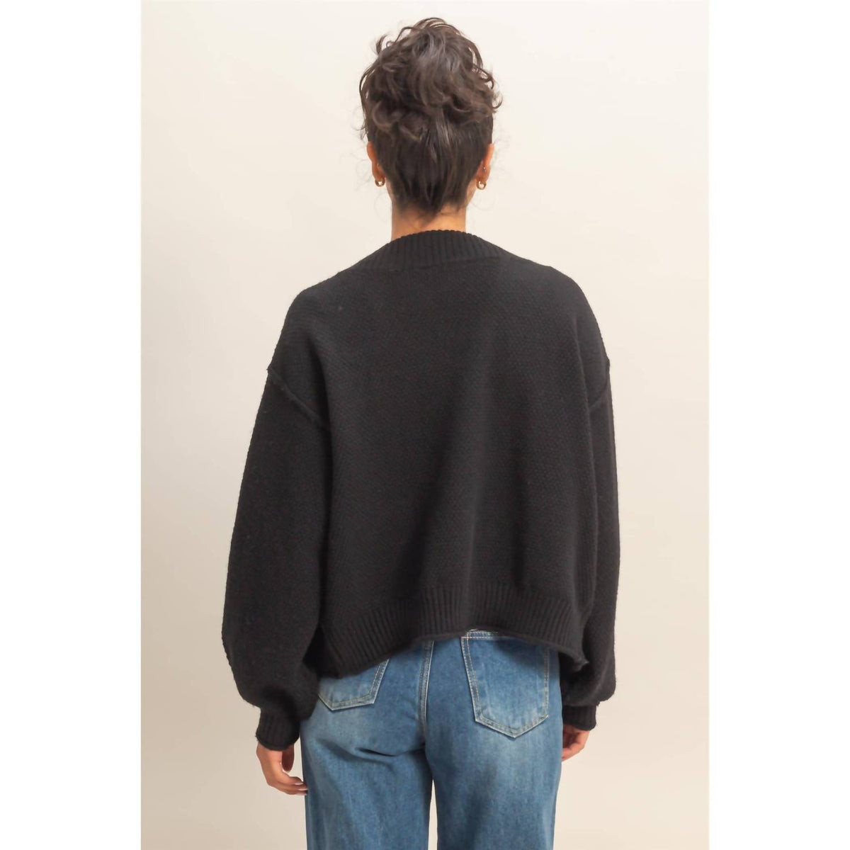 Hyfve - Oversized Textured Knit Cardigan Sweater