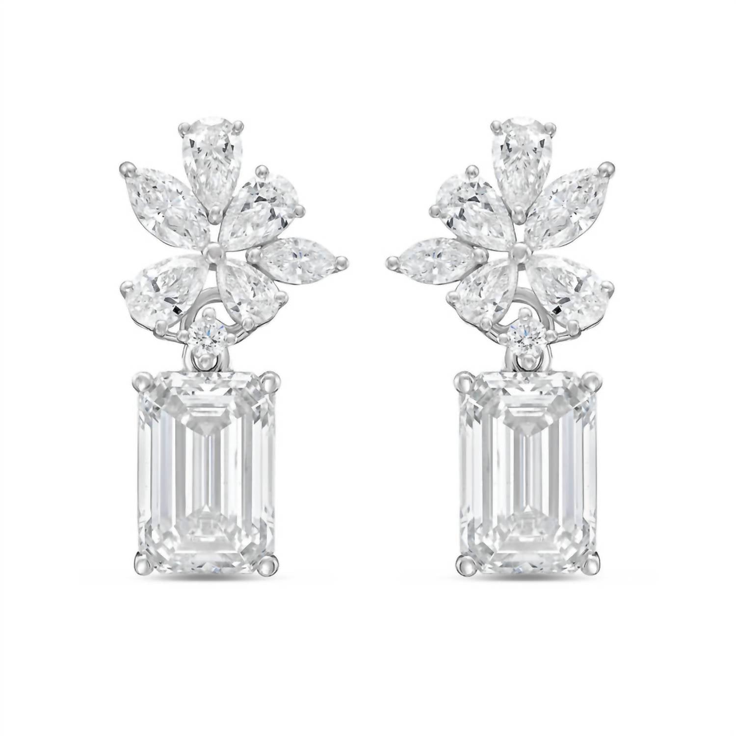 Diana M Jewels - Women's Emerald, Pear, Round & Marquise Lab-Grown Diamond Stud Earrings (10.00 Ct) - Bold