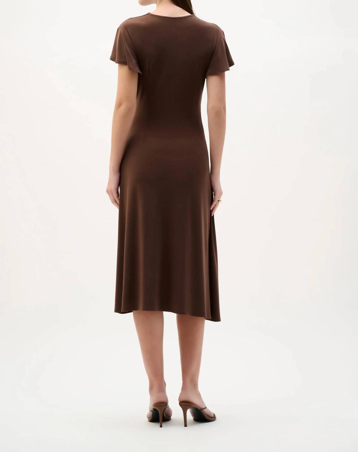 Joseph Ribkoff - Ruffled Sleeves Midi Wrap Dress