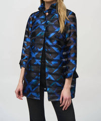 Joseph Ribkoff - Plaid Shirred Collar Jacket