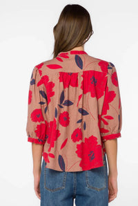 Velvet Heart Zyler Floral Peasant Top in multi - women's blouse - detail view