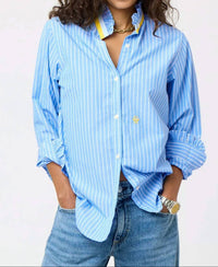 Kerri Rosenthal - Mia Stripe Ruffle Shirt