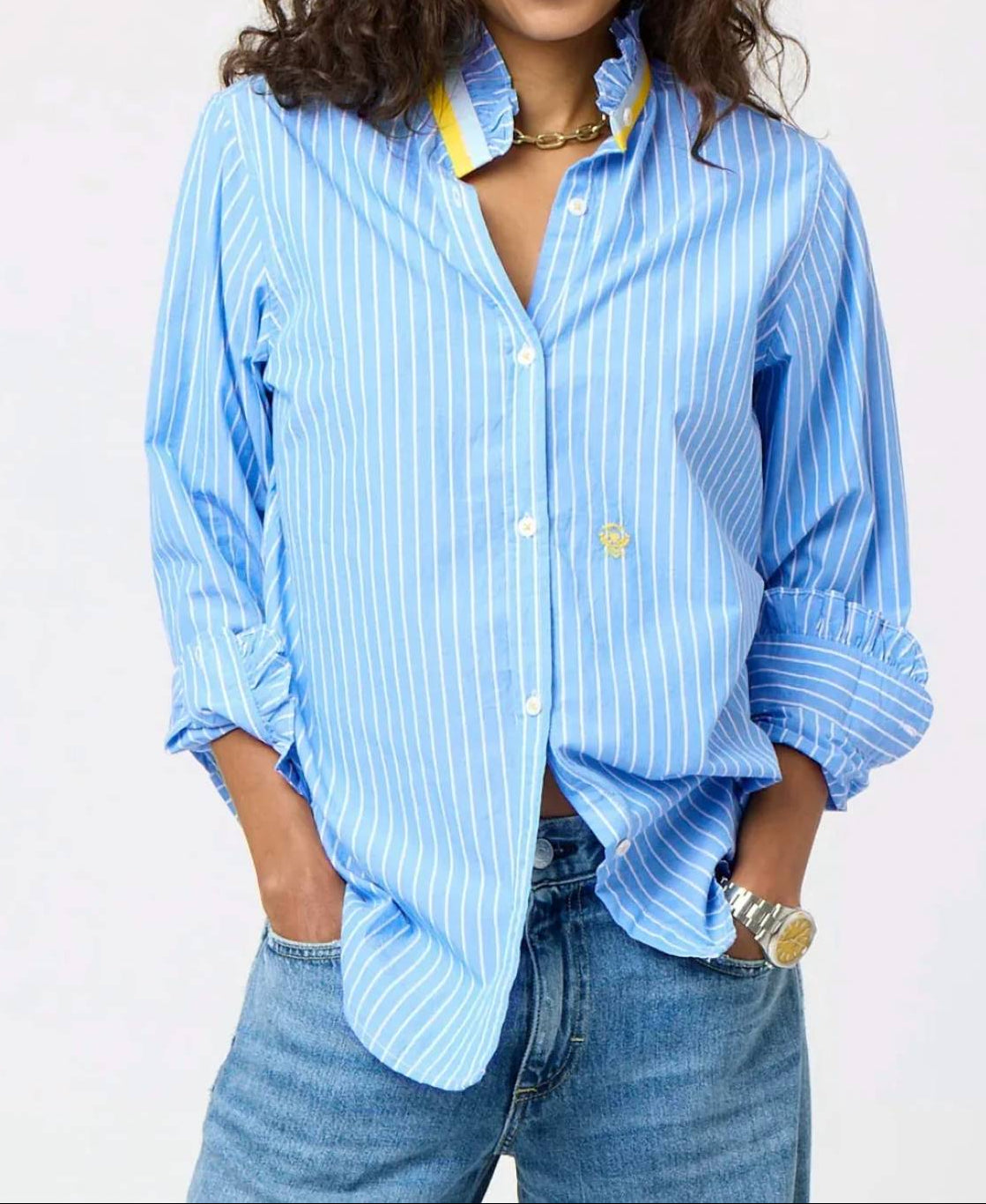 Kerri Rosenthal - Mia Stripe Ruffle Shirt