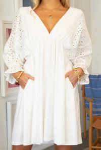 Ninexis - Cotton Eyelet Contrast Bodice Dress