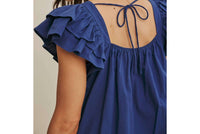 In February - Cotton Poplin Ruffle Sleeve Top