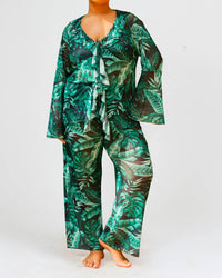 Fashion Szn Curve - Palm Print Ruffle Resort Top