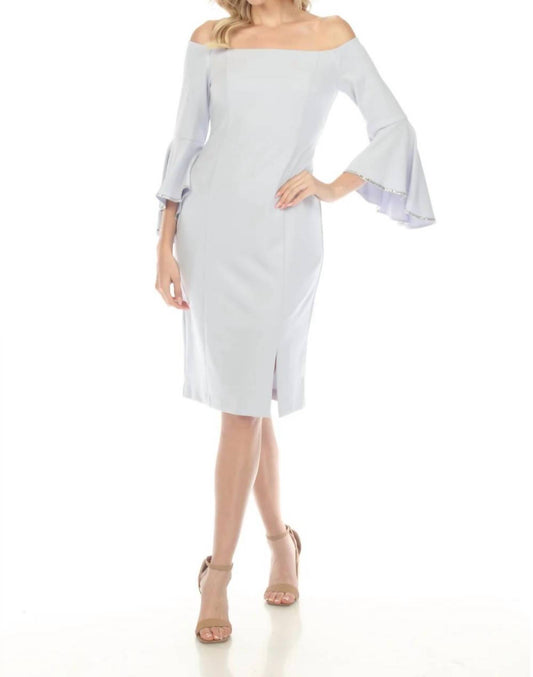 Joseph Ribkoff - OFF-SHOULDER EMBELLISHED BELL SLEEVE DRESS