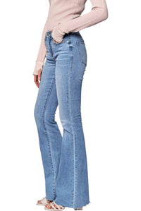 Dear John Denim - Bella Rose Mid Rise Flare Jeans