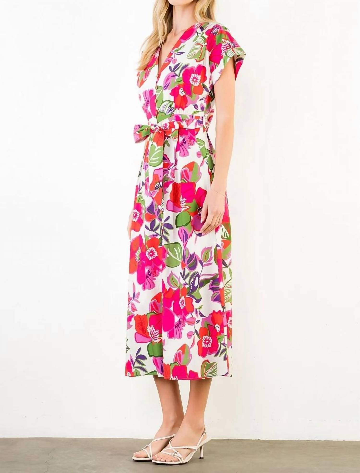Thml - Short Sleeve Floral Midi Dress