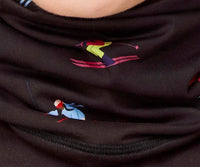 krimson klover Illustrated Neck Gaiter in multi skier black - women's scarf - detail view