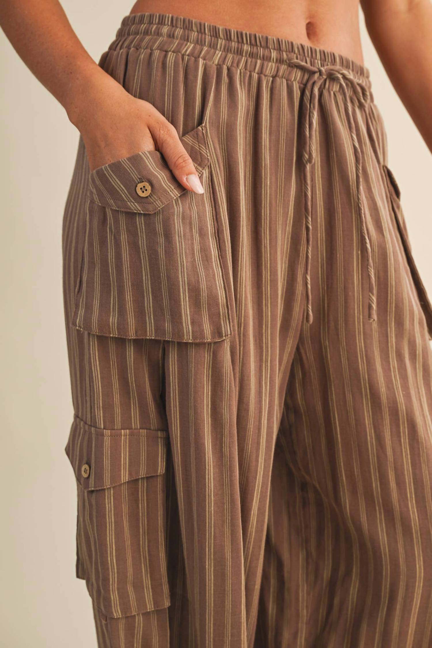 Mustard Seed - Women's Savannah Striped Cargo Pants