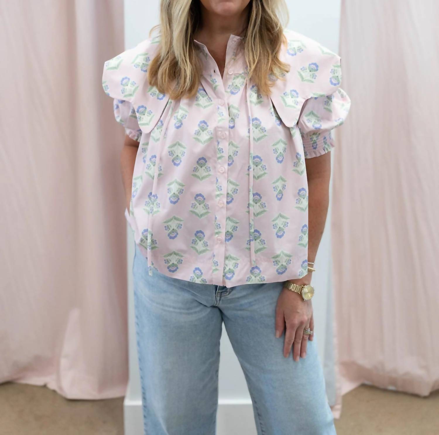 Karlie - French Floral Novelty Collar Top