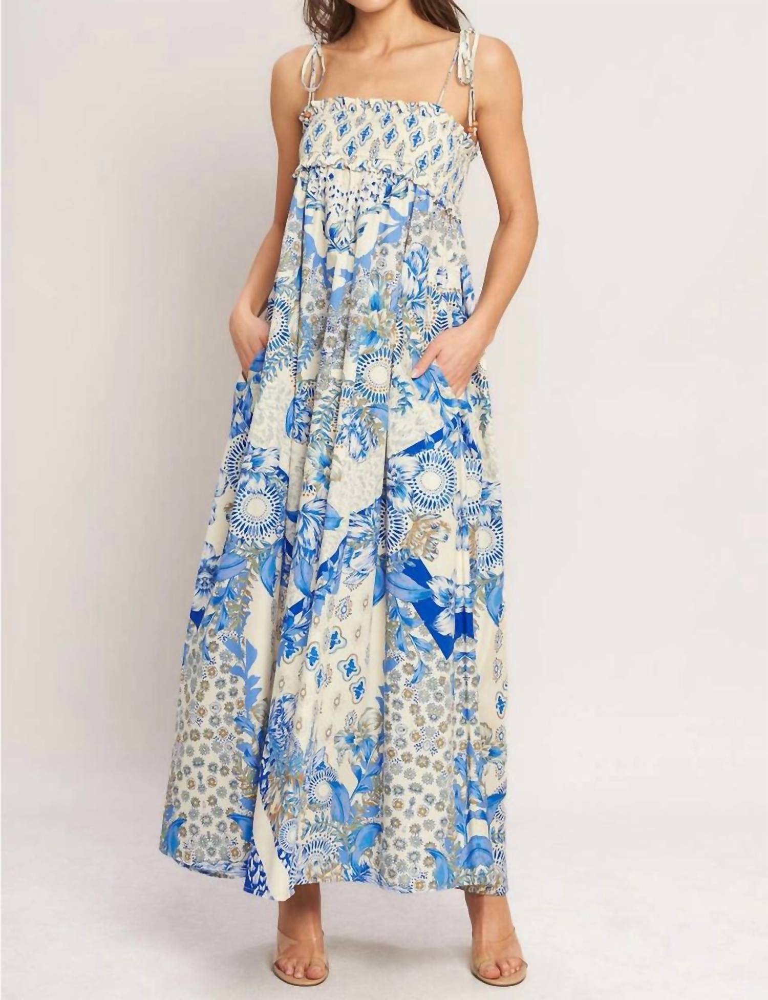 Flying Tomato - Smocked Bodice Maxi Dress