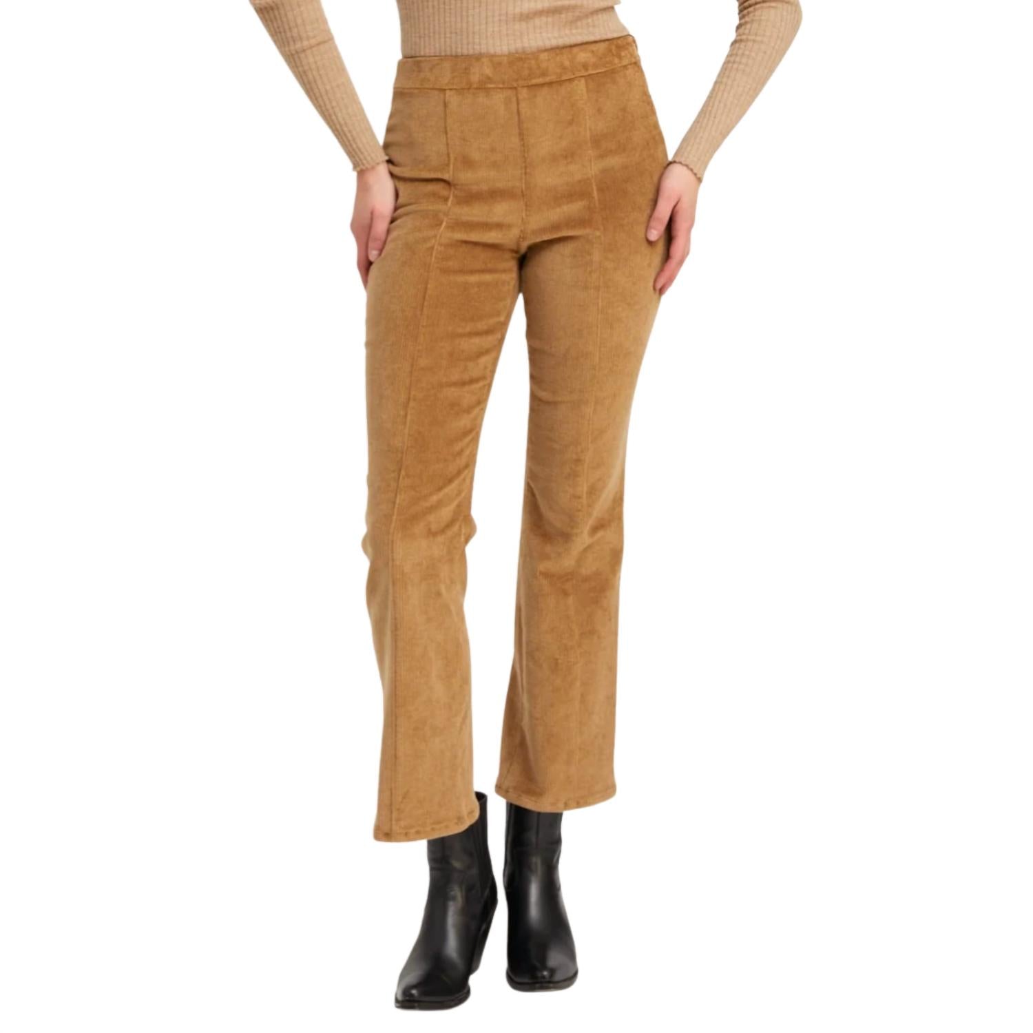 SPRWMN Ankle Flare Pants with Princess Seams in sepia - women's pants