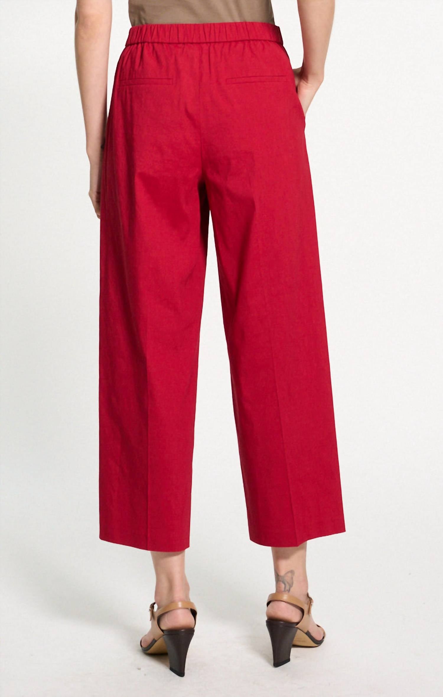 Theory Relaxed Pull-on Pant in good linen cherry - women's pants - detail view
