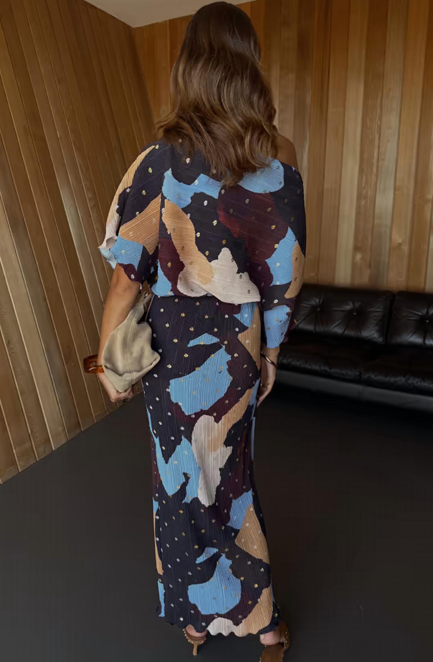 Never Fully Dressed - Mara Tilly Off Shoulder Plisse Maxi Dress