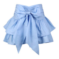 flowers by zoe Girl's Bow Poplin Skirt in blue - kids' skirt