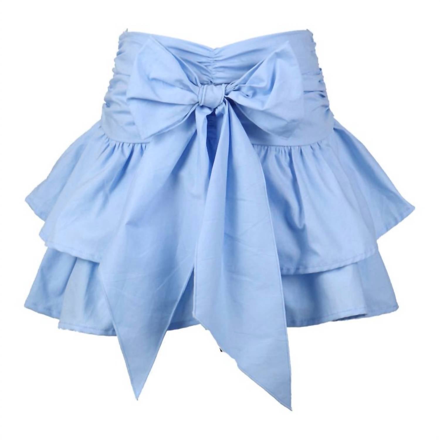 flowers by zoe Girl's Bow Poplin Skirt in blue - kids' skirt