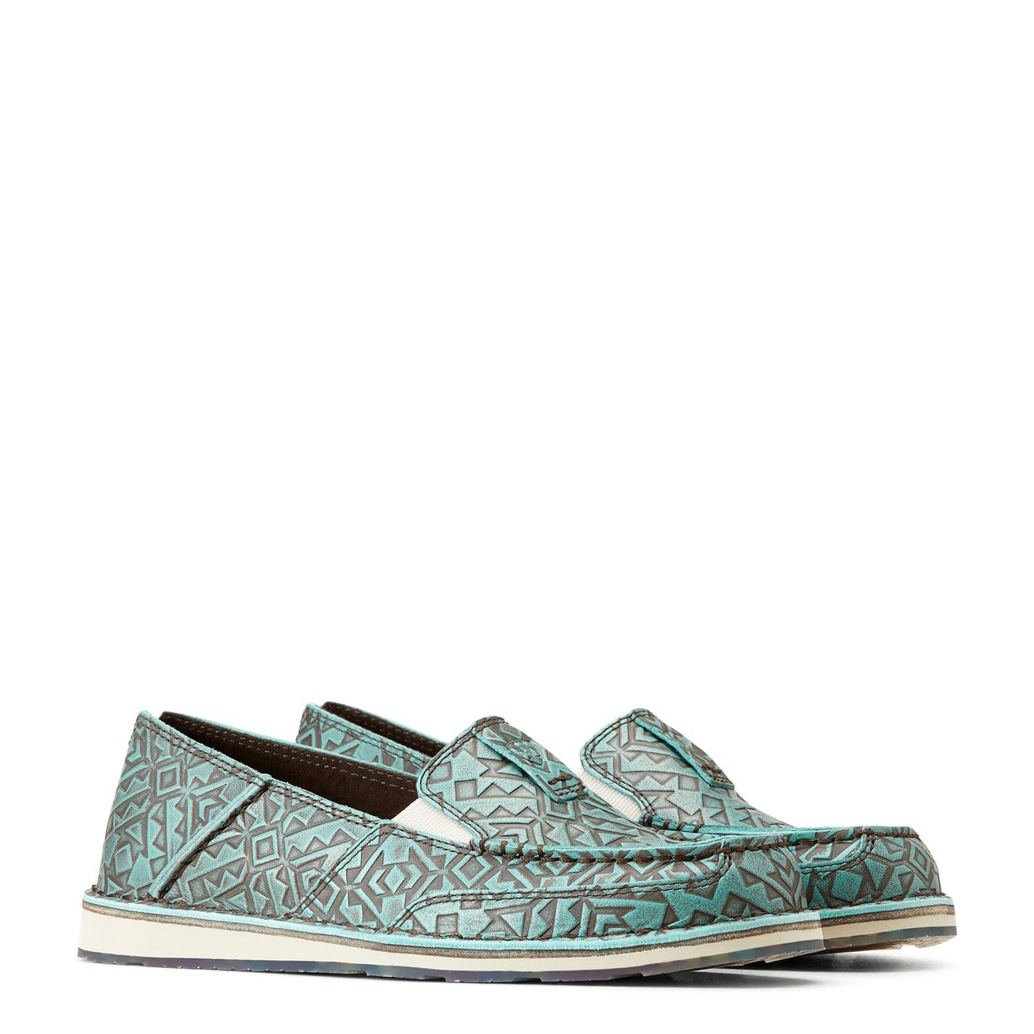 ARIAT Women's Cruiser Shoe in turquoise blanket emboss - women's flats