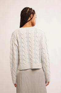 Free People - Washed Cable V Neck Sweater