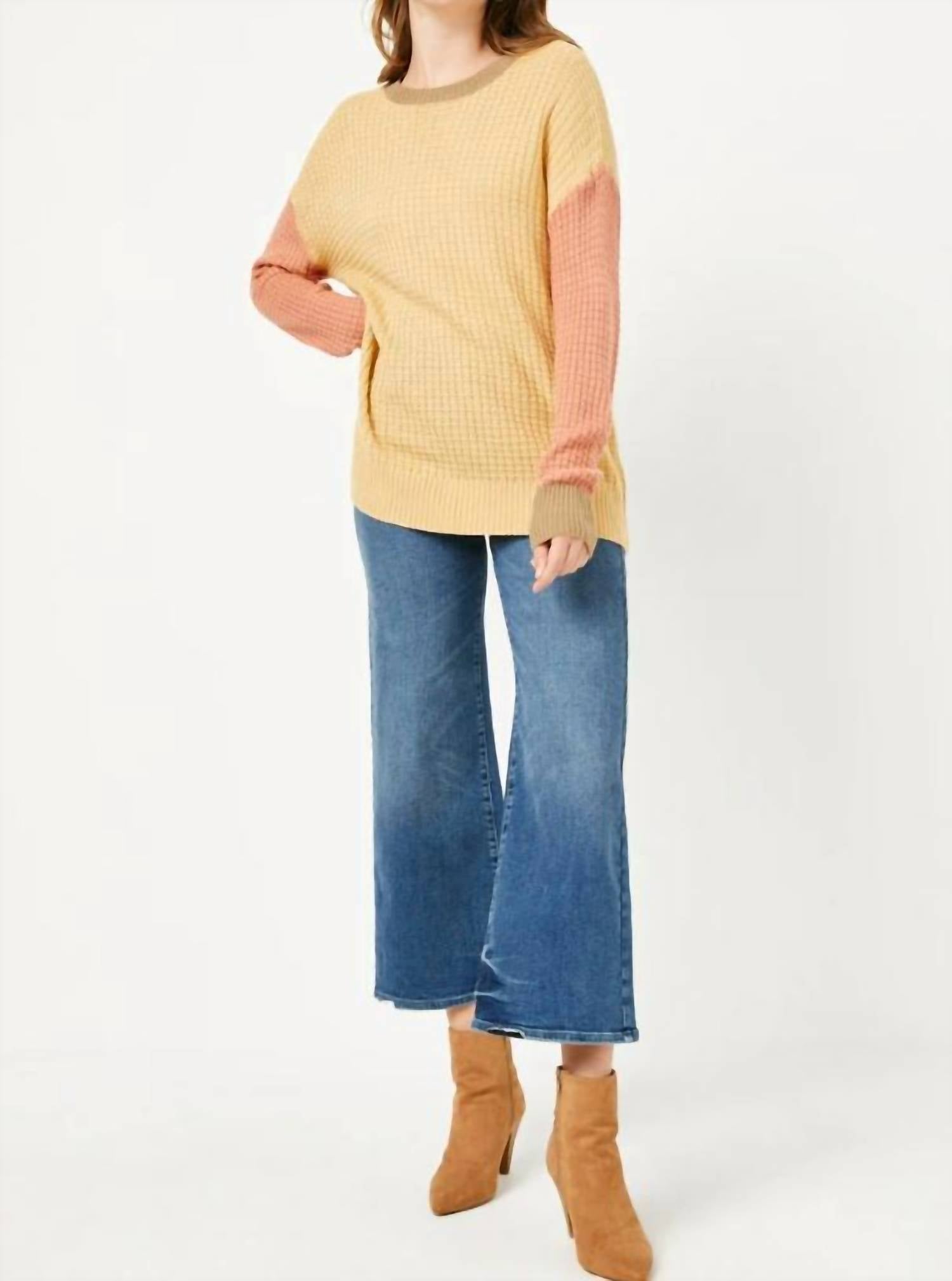 Hayden La - Color Block Waffle Knit Sweater