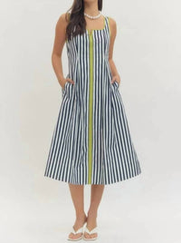 Entro - Bailey Striped Sleeveless Midi Dress