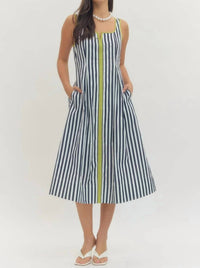 Entro - Bailey Striped Sleeveless Midi Dress