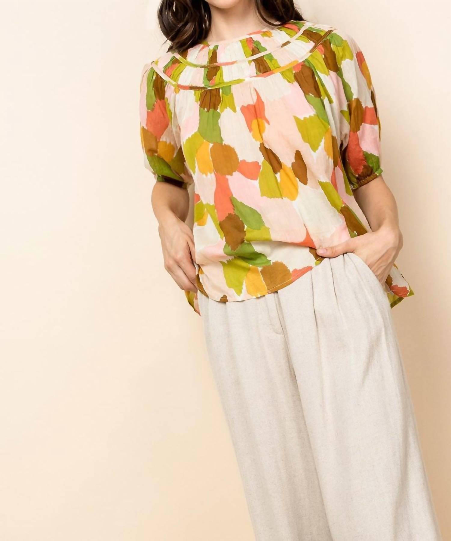 Thml - Krista Abstract Multi Color Short Sleeve Top