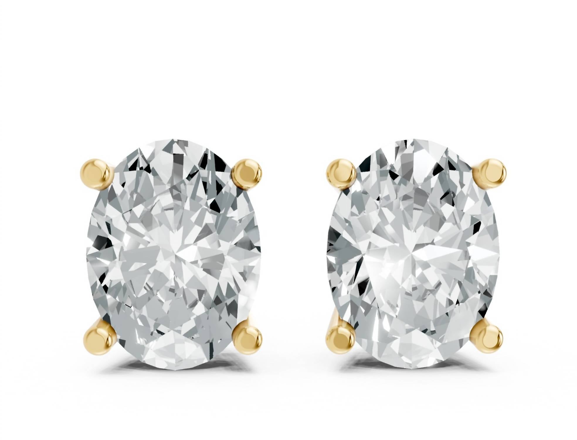 Aamiaa - Women's Oval Shape 4 Prong Push Back Studs
