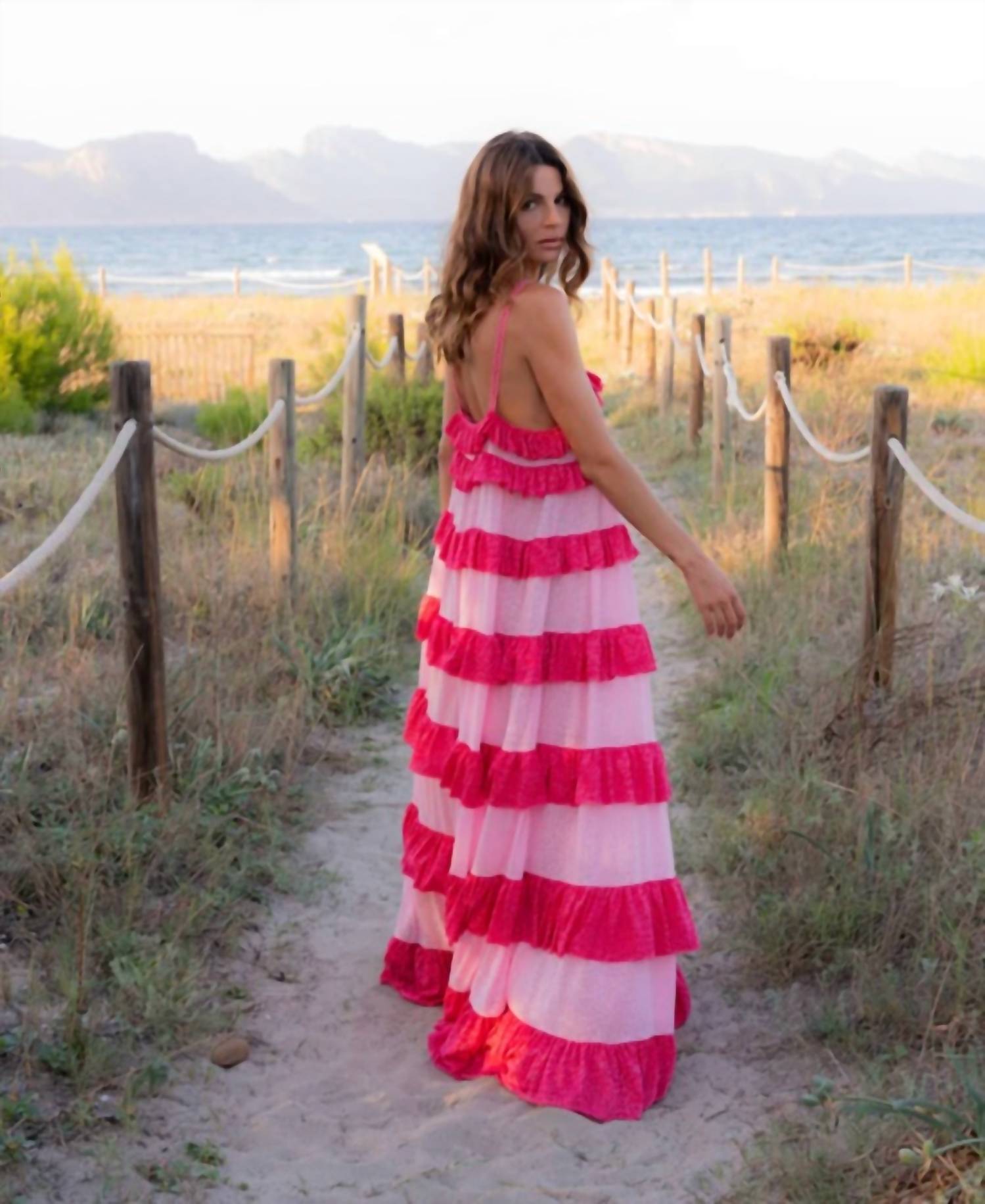 Pitusa - Women's Colorblock Tiered Ruffle Dress