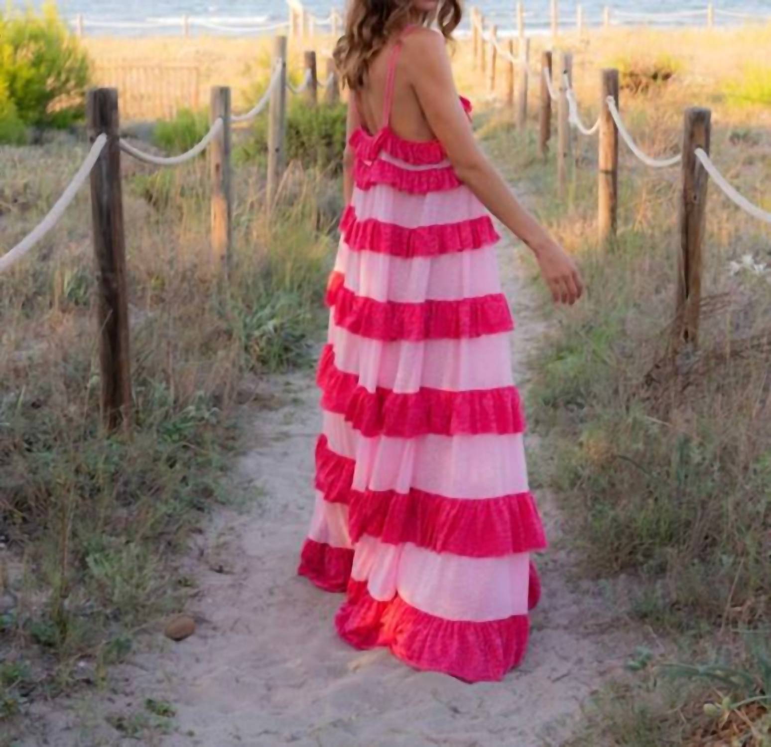 Pitusa - Women's Colorblock Tiered Ruffle Dress