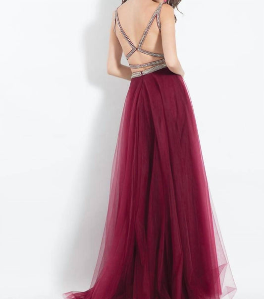 Rachel Allan - Two-piece Sequin Tulle Evening Gown