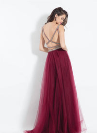 Rachel Allan - Two-piece Sequin Tulle Evening Gown