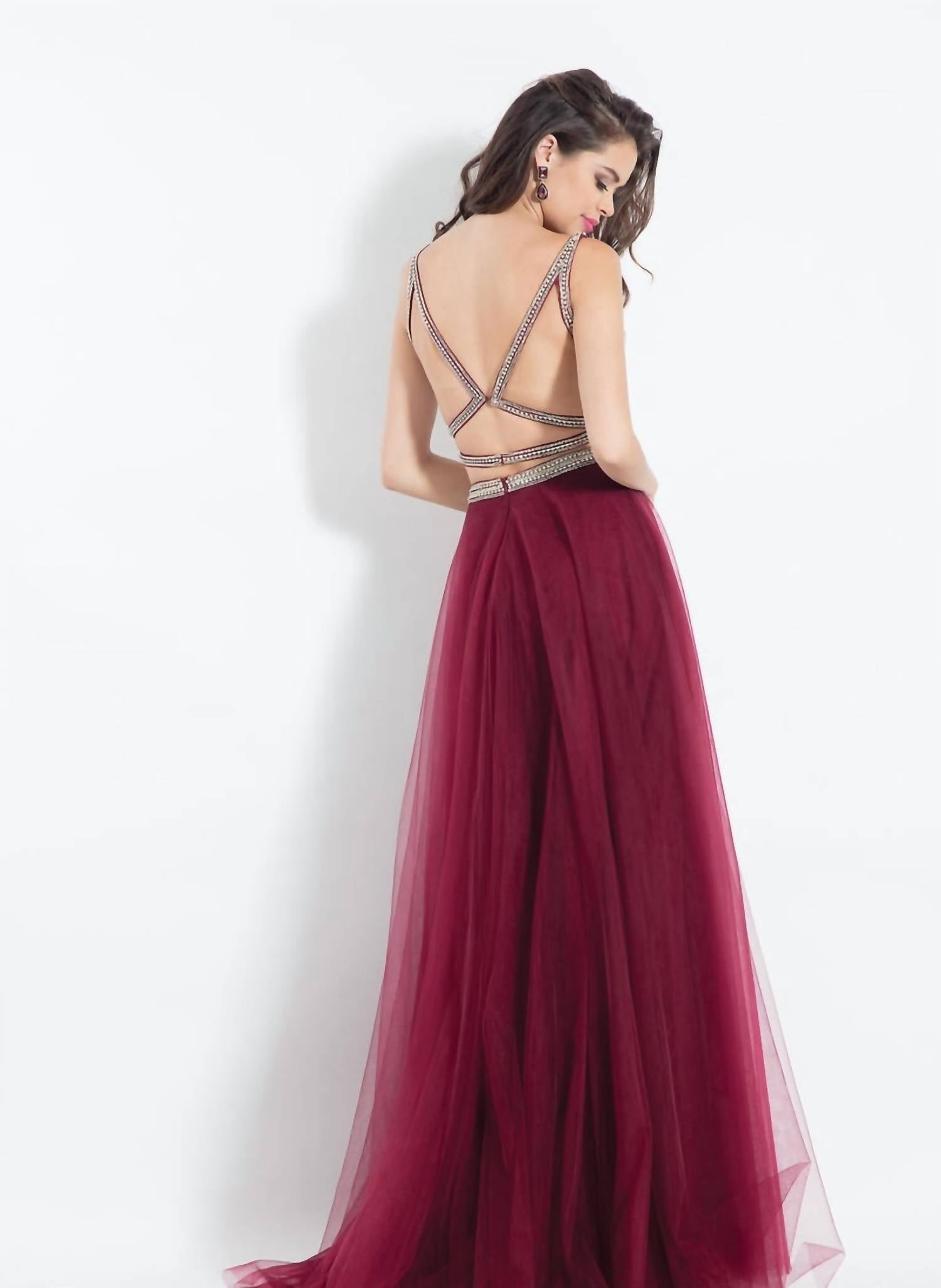 Rachel Allan - Two-piece Sequin Tulle Evening Gown