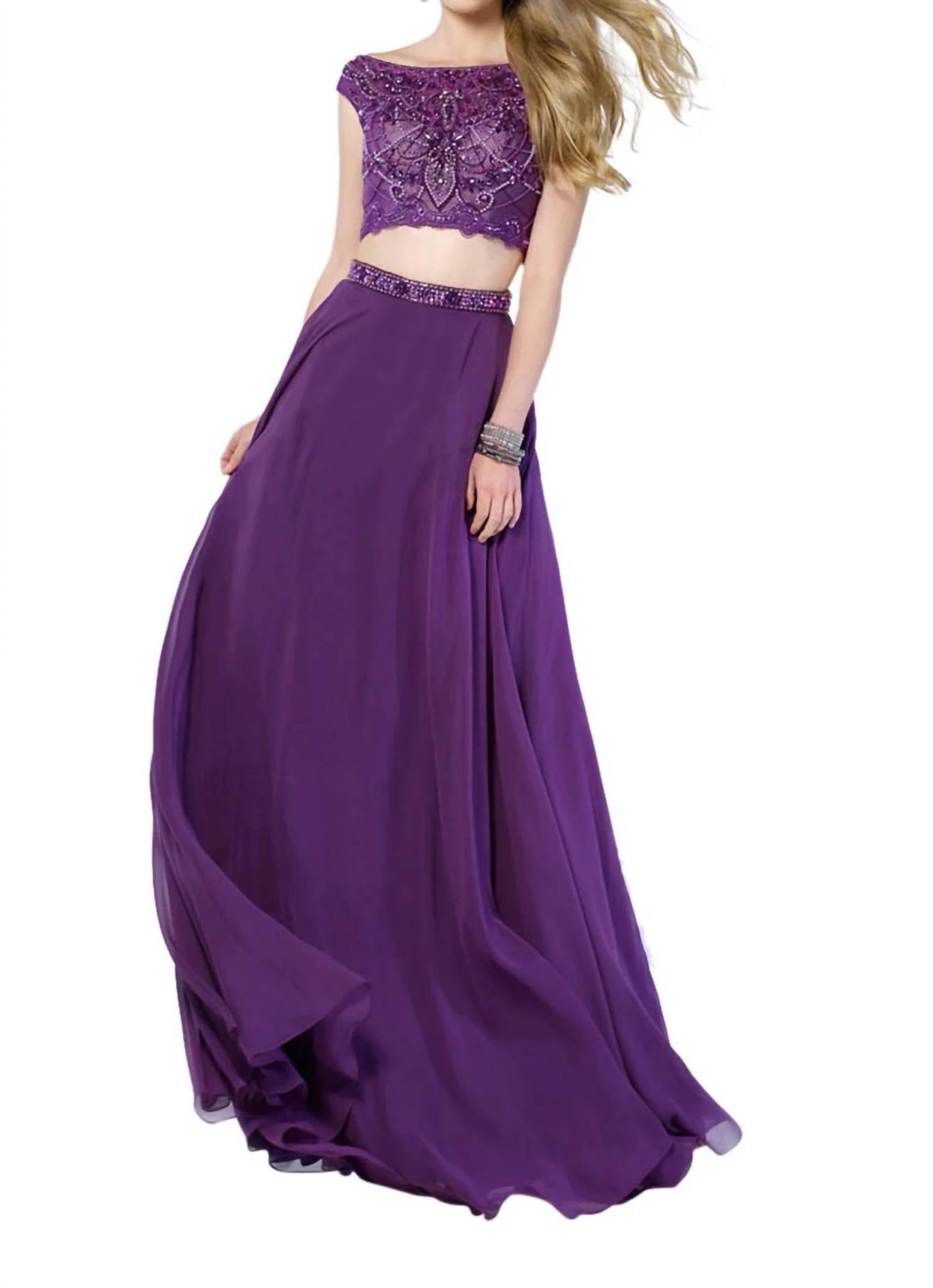 ALYCE PARIS Two Piece Embellished Prom Dress in purple - women's dress