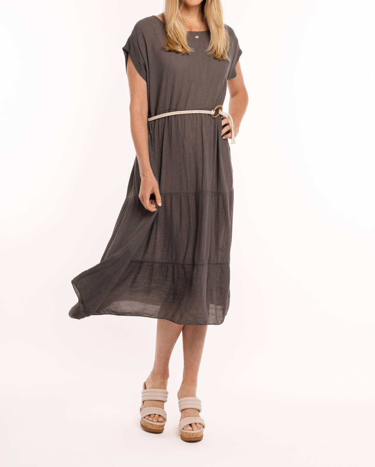 Woven Short Sleeve Dress