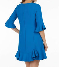 Adrianna Papell - Circular Flounce Sleeve Crepe Mini Dress