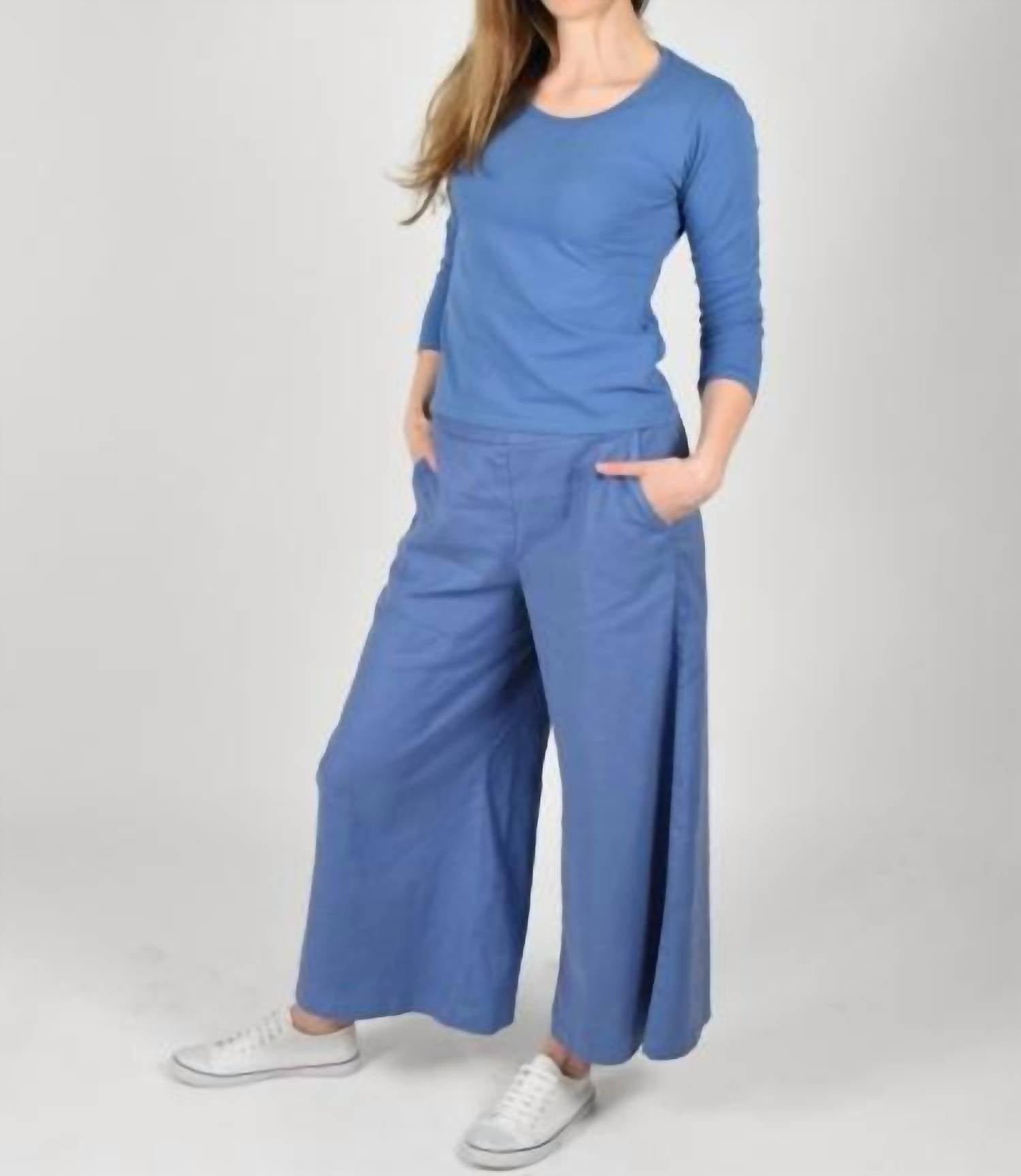 cut loose Linen Full Crop Pant in amalfi - women's pants - alternate view