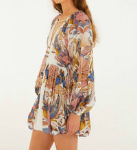 FARM RIO Mini Bubble Dress in off white sea garden - women's dress - detail view
