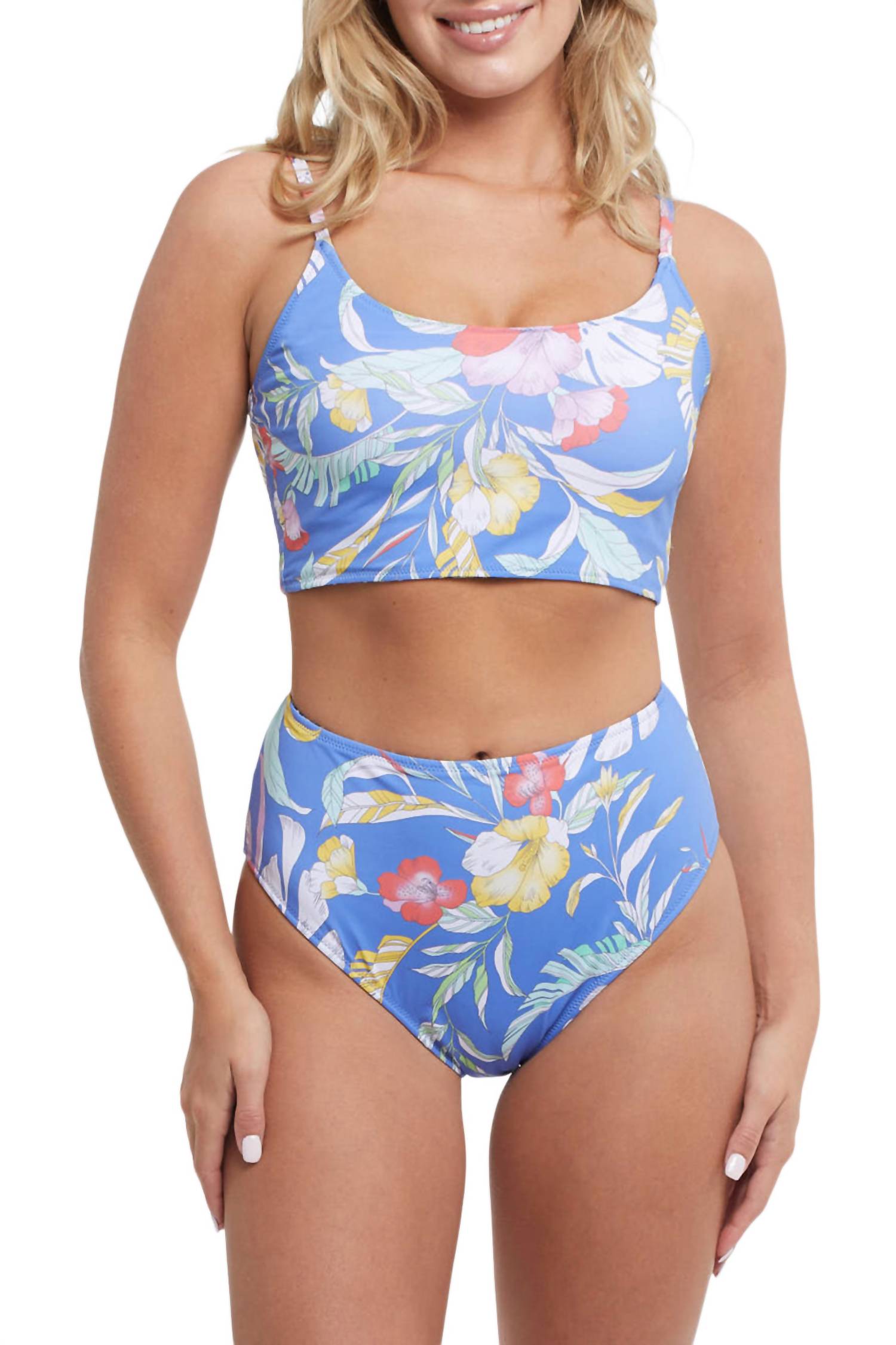 Tribal - Reversible Wave Floral Stripes Two Piece Swimsuit