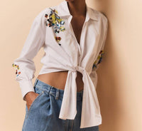 Cinq A Sept - Sequin Flower Marianna Front-Tie Top