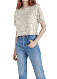 STEVE MADDEN Cressa Sequin Crewneck Top - women's blouse
