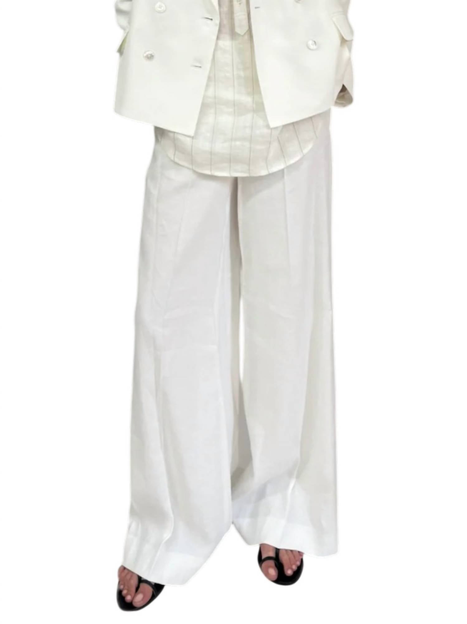 Kulson Courtney Wide Leg Pants in ivory linen - women's pants