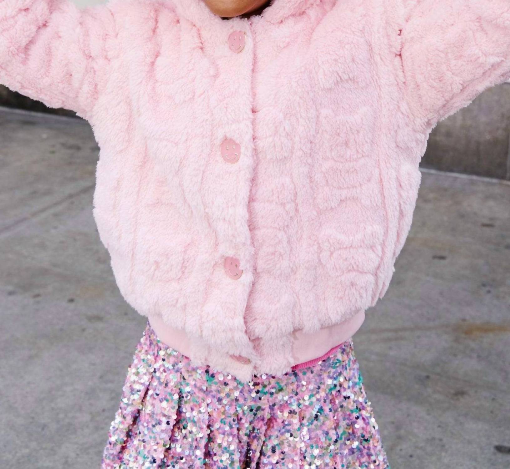 Lola + The Boys - Girl's Plush Teddy Bear Jacket