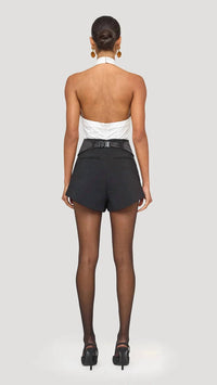 RONNY KOBO Delilah Halter Bodysuit in white - women's shirt - detail view